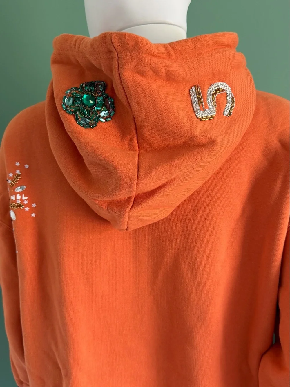 CHANEL Pharrell Orange Embellished Logo Hoodie Sweatshirt